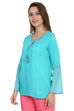 Blue Flared Viscose Indie Top image number 2