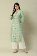 Sage Green LIVA Straight Printed Kurta image number 5