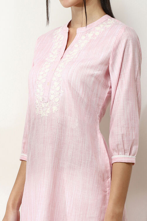 Blue Cotton Yarn-Dyed Straight Kurta image number 1