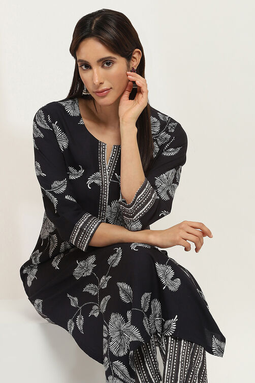 Black Viscose Rayon Straight SET image number 0