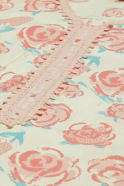Ecru LIVA Woven Straight Kurta Suit Set image number 1