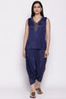 Royal Blue Polyester Viscose Straight Suit Set image number 3
