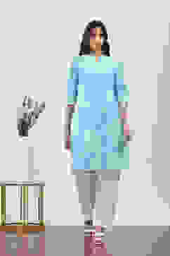 Blue Cotton Straight Kurtas image number 5