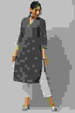 Green Cotton Staight Kurta image number 0