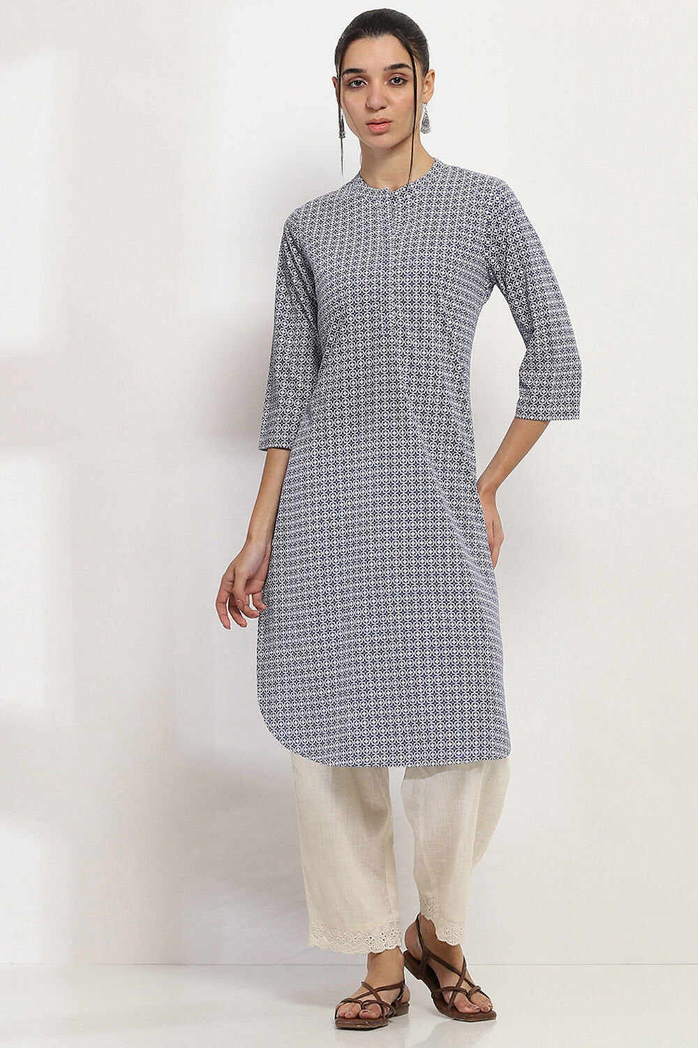 Green Printed Straight Kurta image number 5