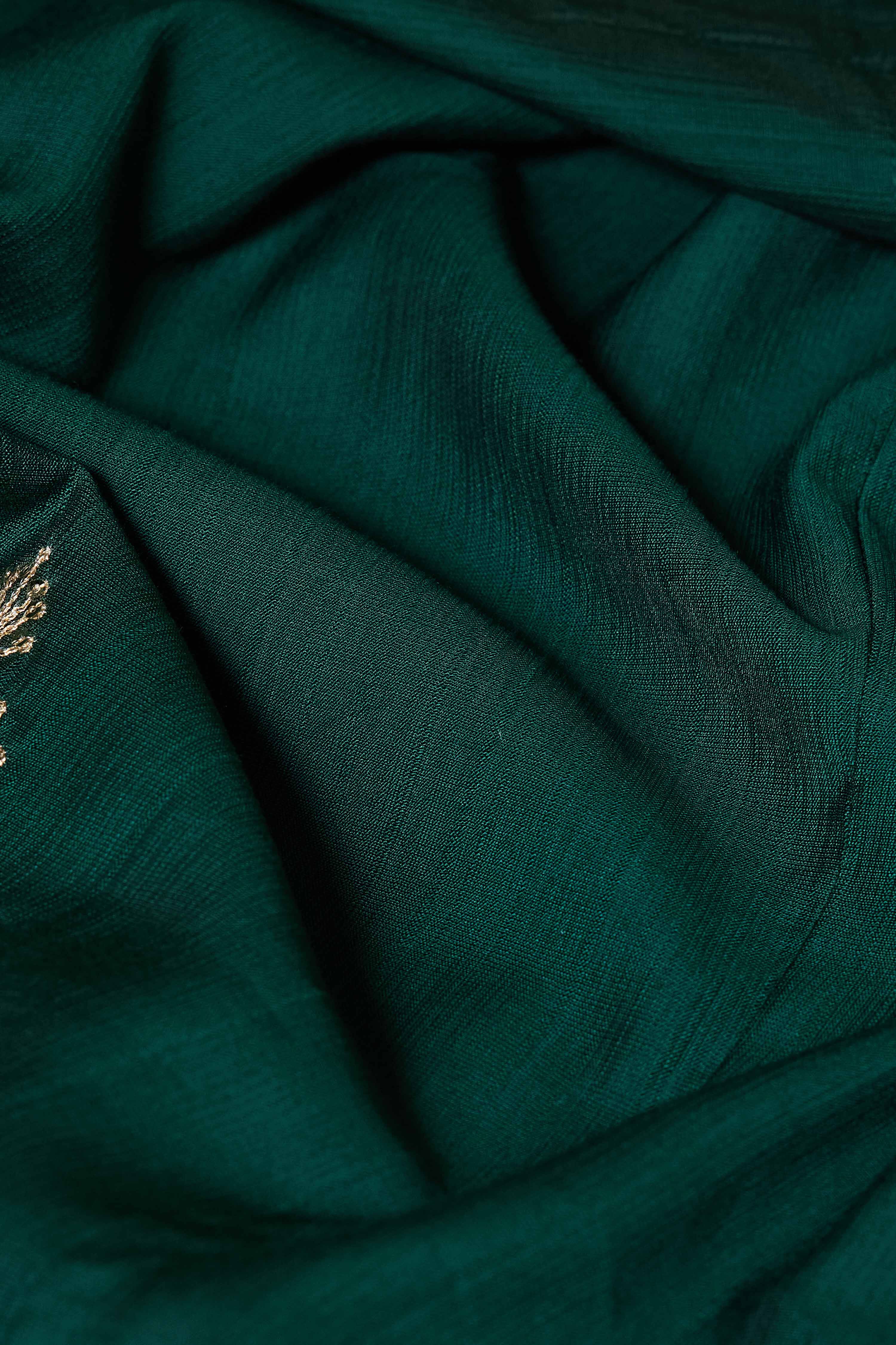 Green Viscose Blend A-Line Solid Suit Set image number 3