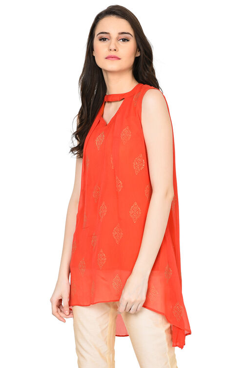 Peach Straight Viscose Indie Top image number 2