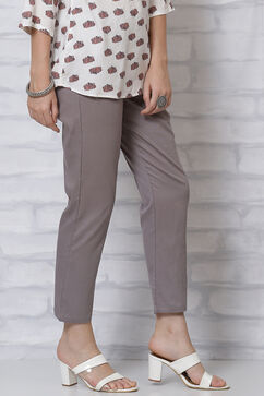 Grey Poly Cotton Slim Pants image number 3