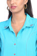 Turquoise Flared Cotton Kurta image number 1