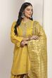 Yellow Viscose Polyester Straight Suit Sets image number 7