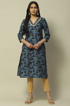 Blue Viscose Blend Staight Kurta image number 5