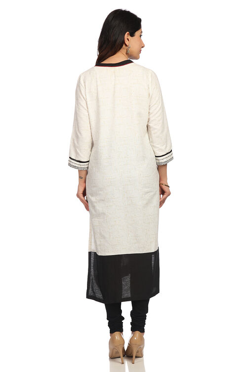 Ecru Straight Cotton Kurta image number 4