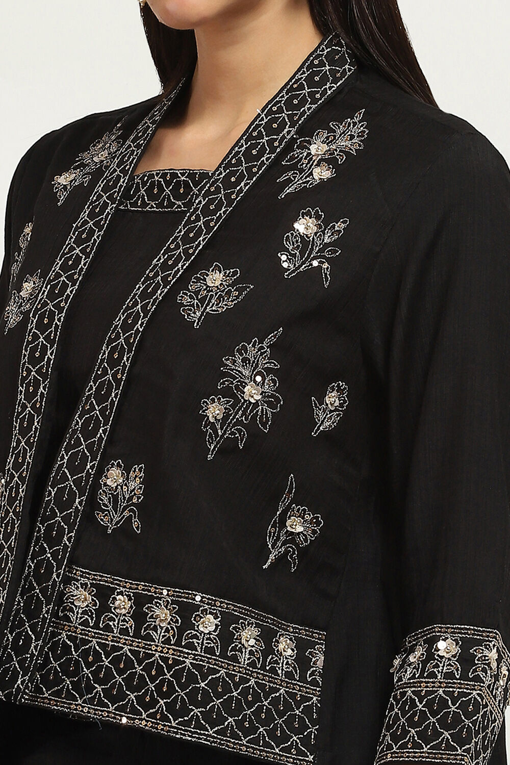 Black Viscose Blend Skirt Set image number 1