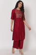 Wine Viscose Straight Kurta image number 3