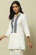 Navy Blue Schiffli Detail Straight Indie Top image number 2