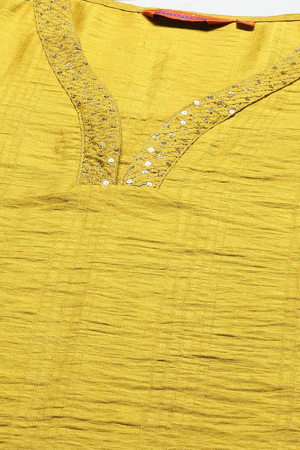 Yellow Organza Yard-dyed Kurta & Pants Suit Set image number 1