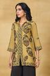 Beige Viscose Blend Straight Printed Top image number 2
