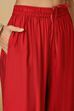 Red Viscose Blend Straight Solid Suit Set image number 2