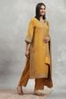 Yellow Polyester Yarndyed Straight Suit Set image number 5
