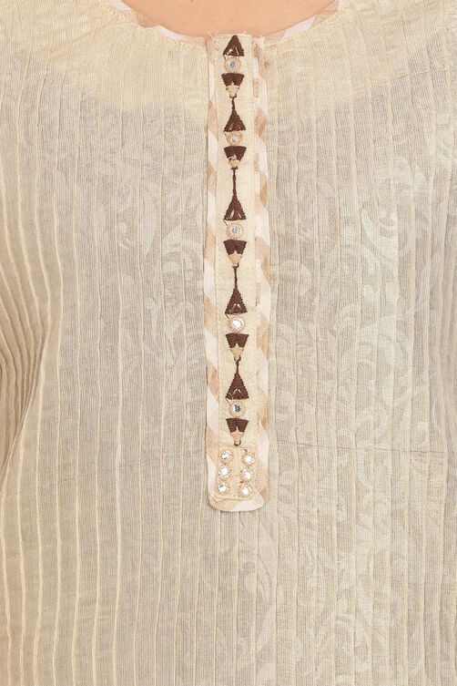 Beige Straight Cotton Kurta image number 5