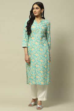 Green Rayon Staight Kurta image number 5