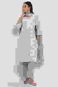 Blue Cotton Printed Straight Suit Set image number 6