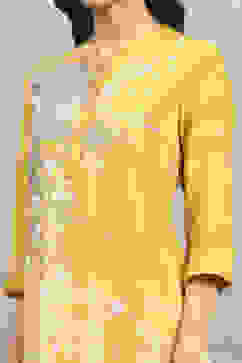 Yellow Viscose Rayon Printed Straight Kurta image number 1