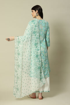 Green Polyester Printed Dupatta image number 2