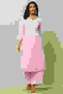 Pink Embroidered Straight Kurta image number 5