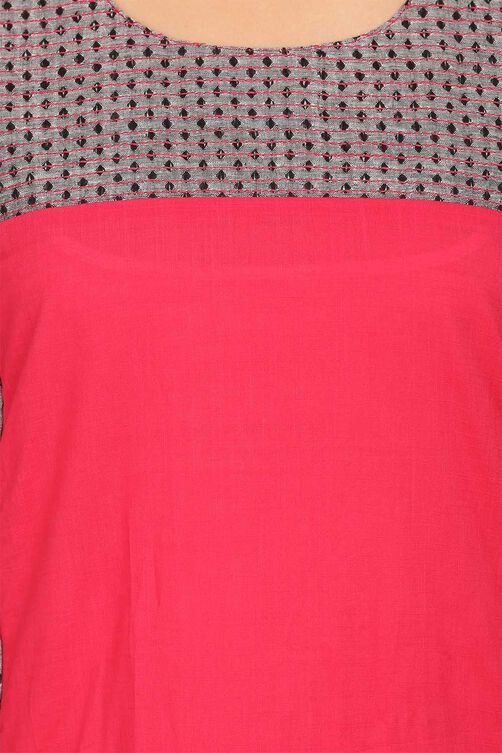 Pink Straight Cotton Kurta image number 4