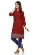 Maroon Straight Cotton Kurta image number 3