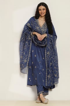 Blue Viscose Kalidar SET image number 0