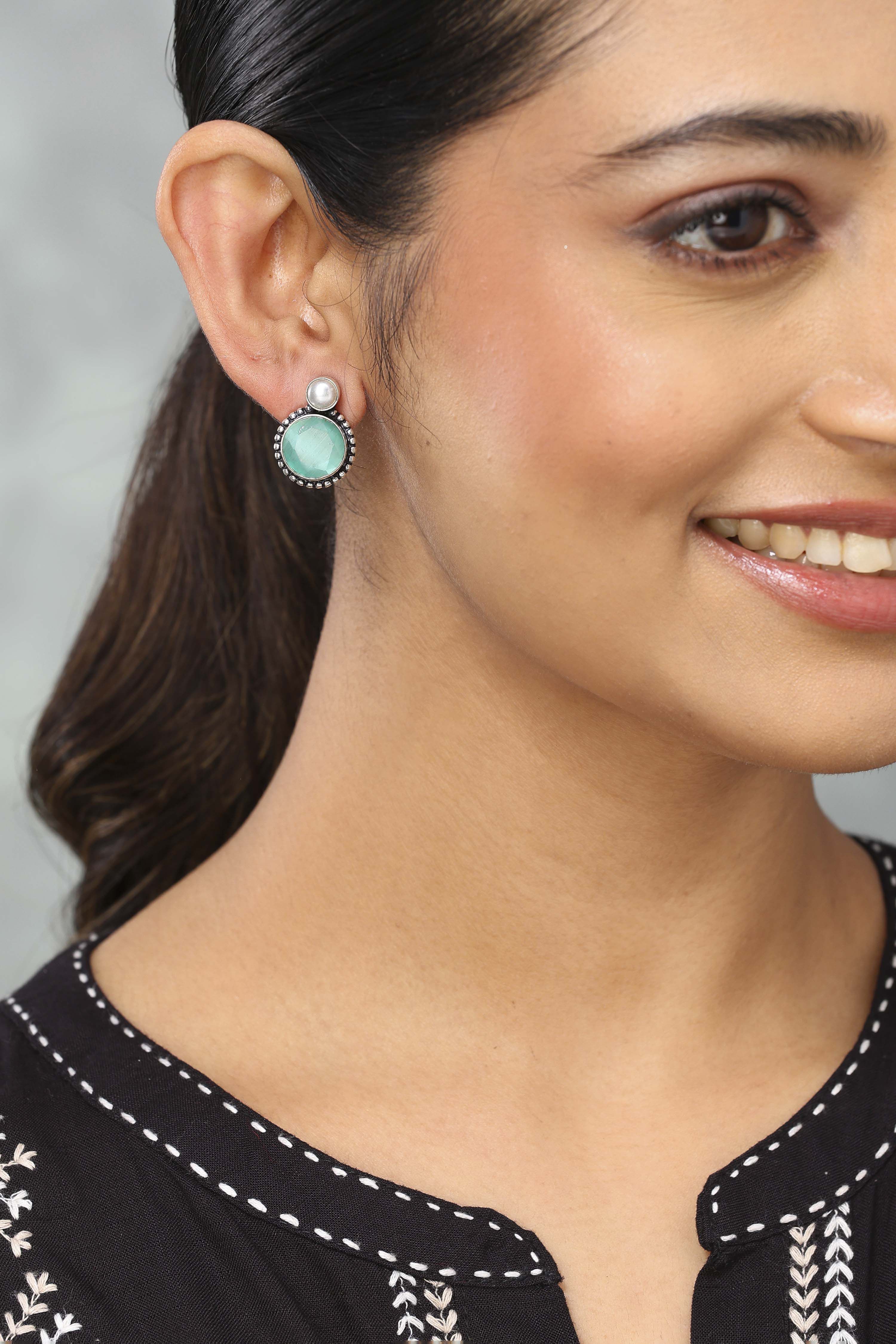 Mint Green Brass Studs image number 1