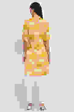 Yellow Printed Straight Kurta image number 3