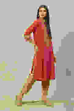 Pink Polyester Straight Printed Kurta image number 4