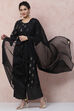 Black Viscose Rayon Straight Suit Set image number 2