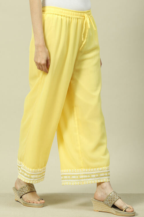 Yellow Cotton Blend Palazzo image number 3