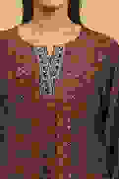 Mustard Viscose Blend Printed Straight Top image number 1