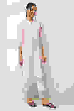 Pink Cotton Yarn-Dyed Straight Kurta image number 4