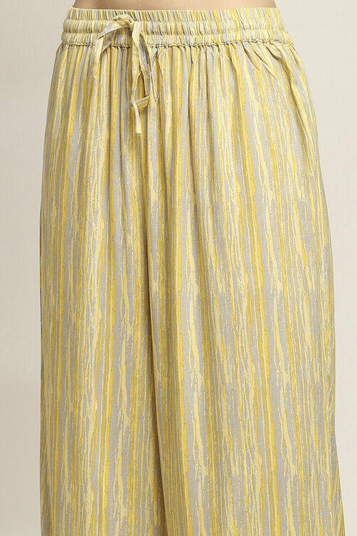 Yellow LIVA Woven Straight Kurta Suit Set image number 2