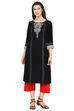 Black Straight Viscose Kurta image number 0