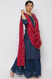 Petrol Blue Viscose Straight Suit Set image number 5