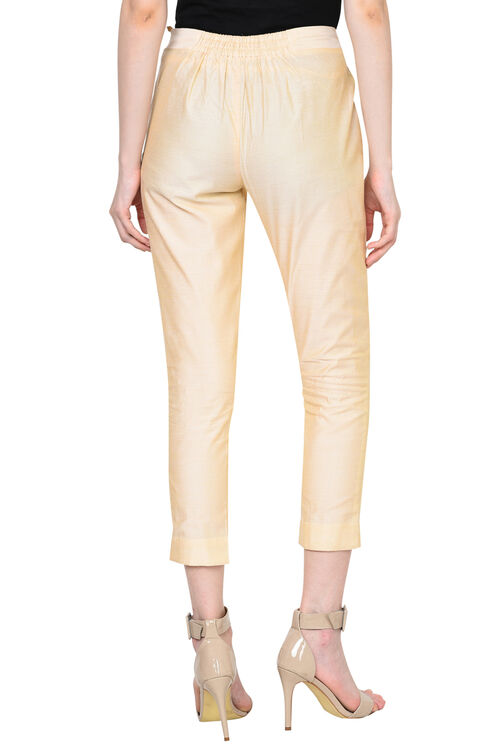 Off White Polyester Slim Pants image number 3