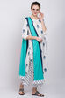 Off White Viscose Straight Suit Set image number 3