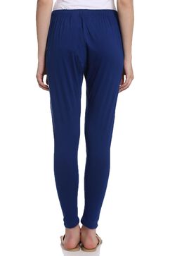 Royal Blue Cotton Leggings image number 4