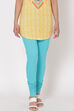 Turquoise Cotton Leggings image number 0
