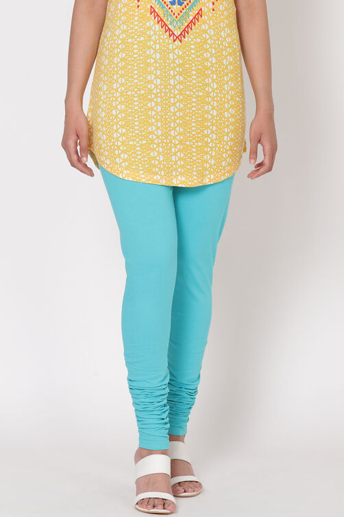 Turquoise Cotton Leggings image number 0