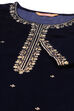 Blue Acrylic Velvet Straight Suit Set image number 1