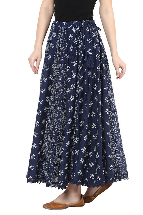 Indigo Poly Chanderi Skirt image number 3