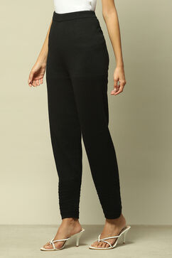 Black Acrylic Regular Solid Legging image number 2